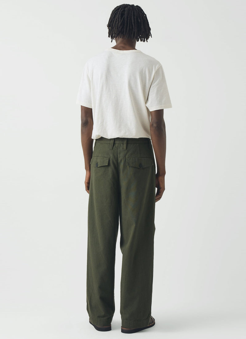 Bill Cotton Canvas Wide Leg Trousers | Kale