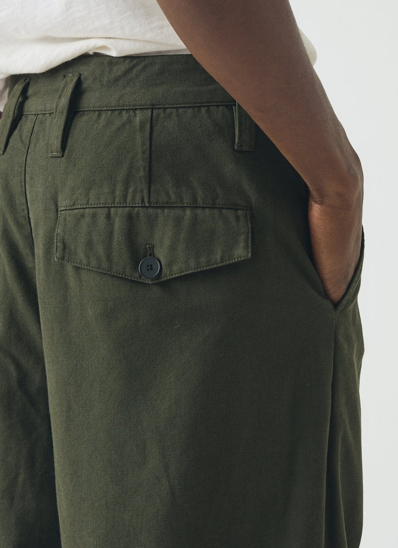 Bill Cotton Canvas Wide Leg Trousers | Kale