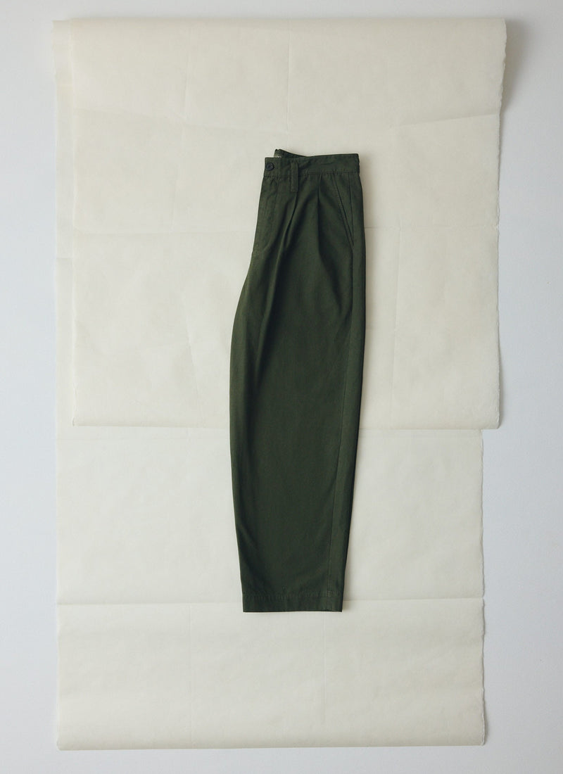 Bill Cotton Canvas Wide Leg Trousers | Kale