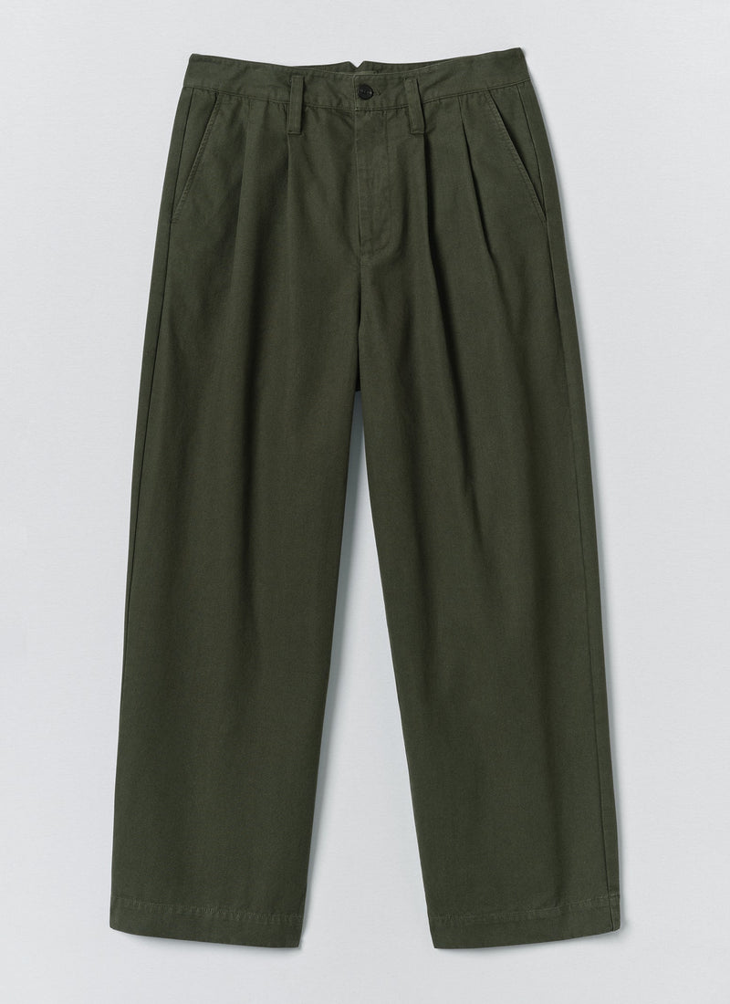 Bill Cotton Canvas Wide Leg Trousers | Kale