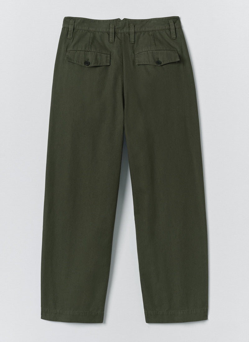 Bill Cotton Canvas Wide Leg Trousers | Kale