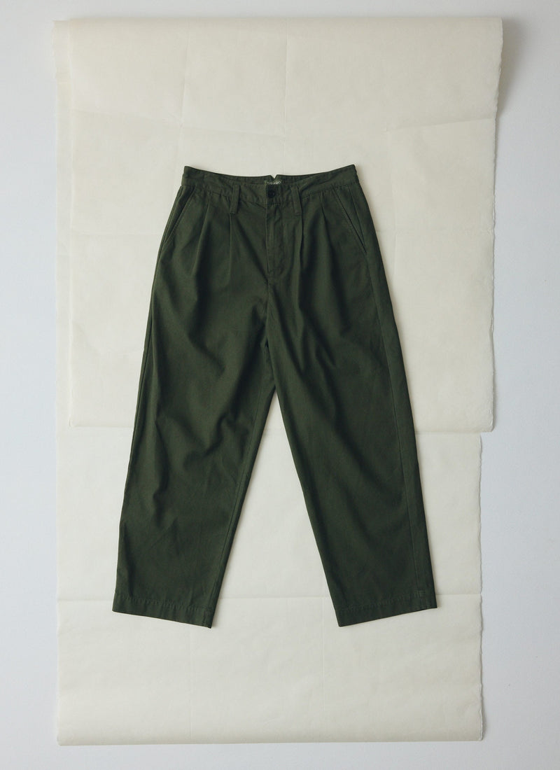 Bill Cotton Canvas Wide Leg Trousers | Kale