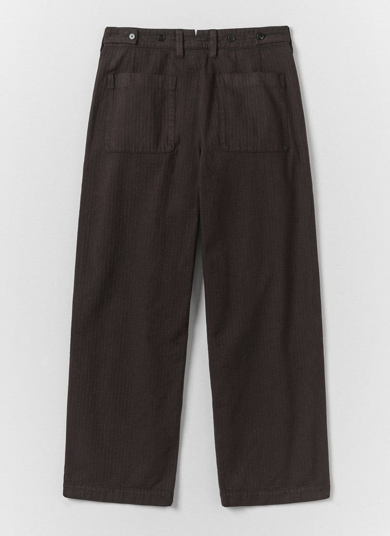 Jude Brushed Cotton Herringbone Trousers | Chocolate