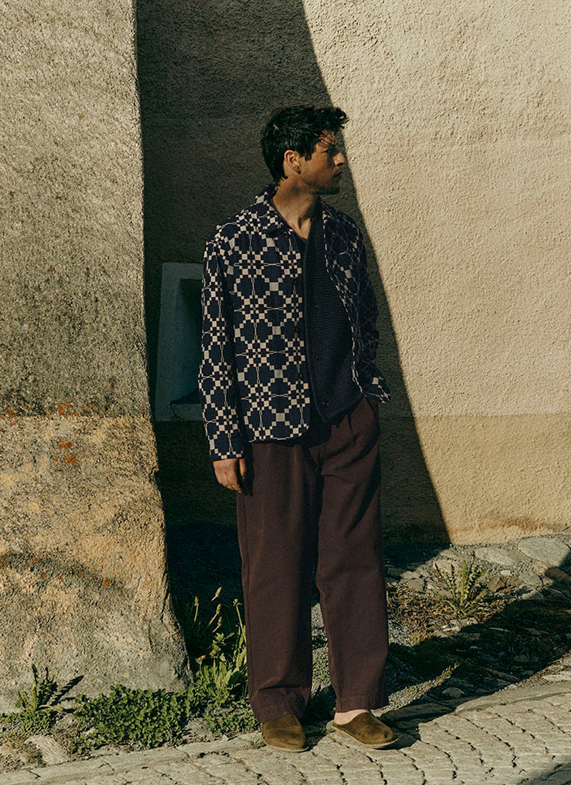 Bill Cotton Canvas Wide Leg Trousers | Mahogany
