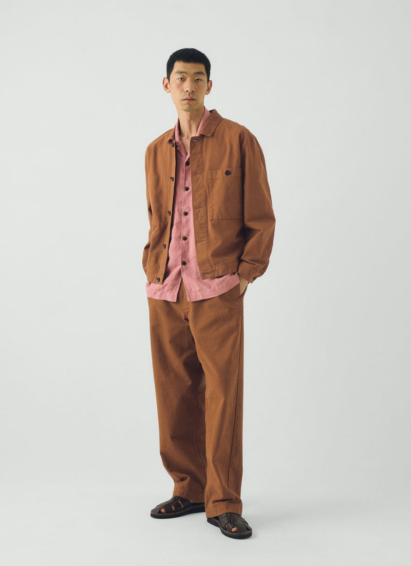 Jude Cotton Canvas Wide Leg Trouser | Brown Anise