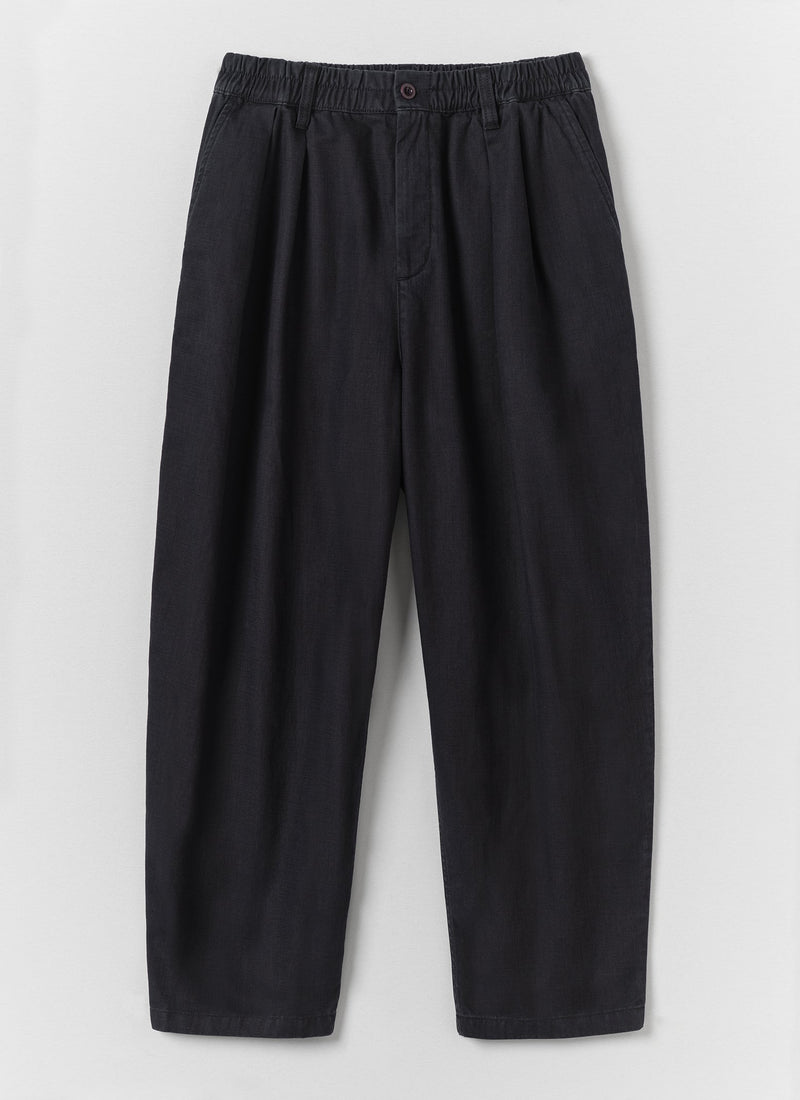 Casper Pigment Dye Cotton Trousers | Blue Black