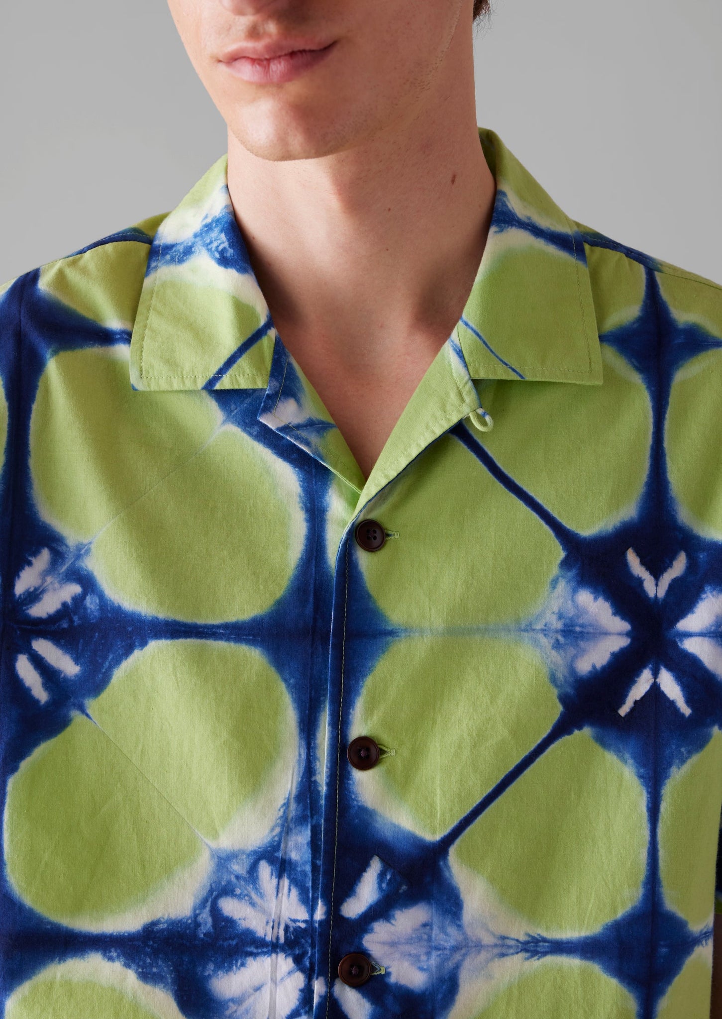 Clamp Dyed Short Sleeve Shirt | Lime Green