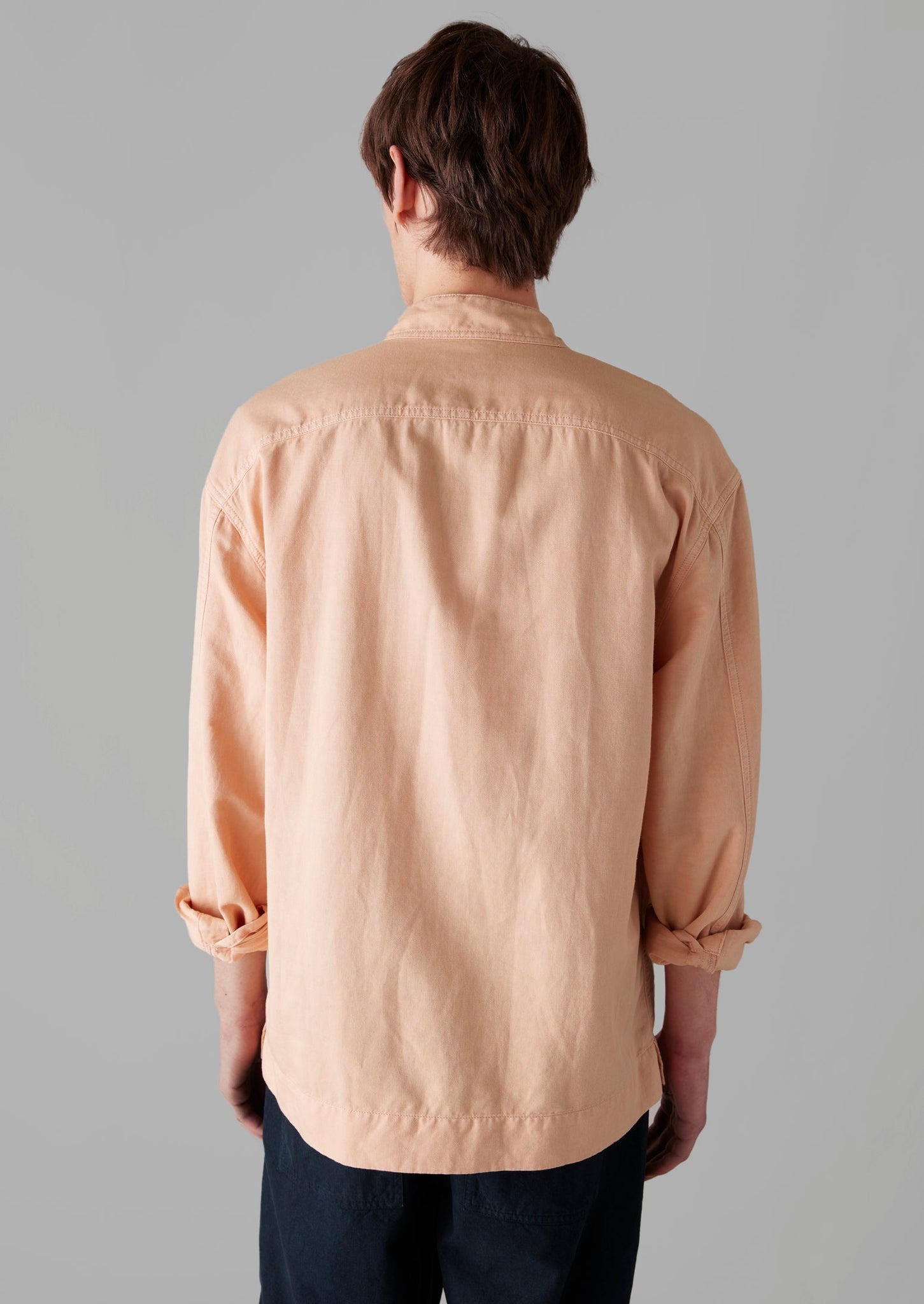 Grandad Collar Half Placket Cotton Linen Shirt | Nectar Pink