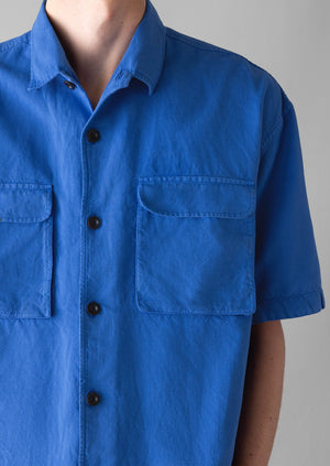 Dropped Shoulder Cotton Linen Shirt | Enamel Blue