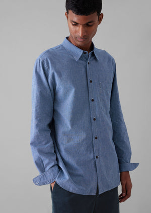 Chambray Cotton Linen Shirt | Dusty Navy