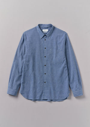 Chambray Cotton Linen Shirt | Dusty Navy