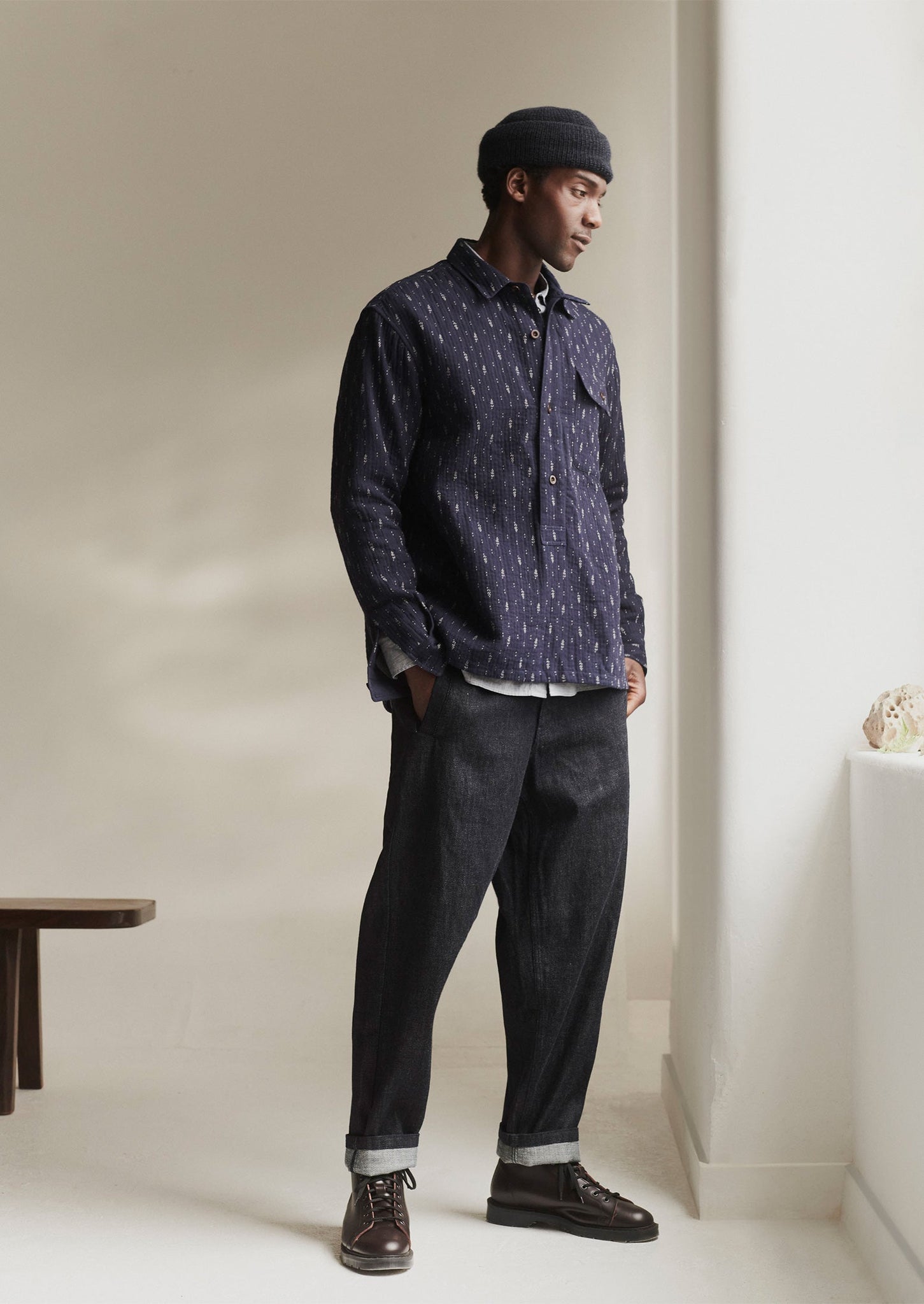 Indigo Running Stitch Overshirt | Indigo