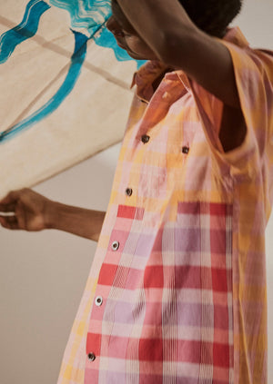 Panelled Check Cotton Shirt | Multi