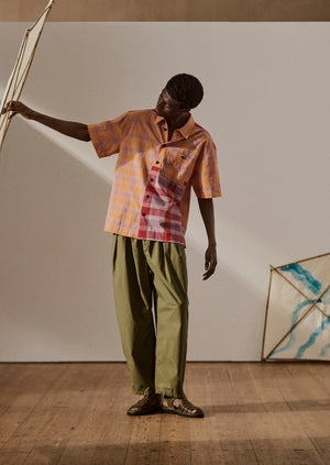 Panelled Check Cotton Shirt | Multi