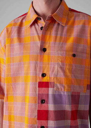 Panelled Check Cotton Shirt | Multi