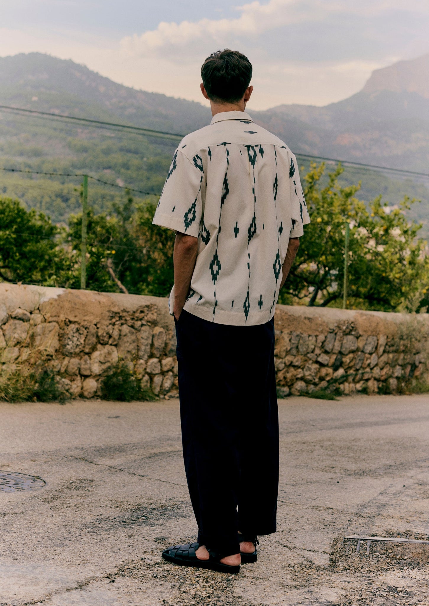 Kite Ikat Shirt | Navy/Ecru