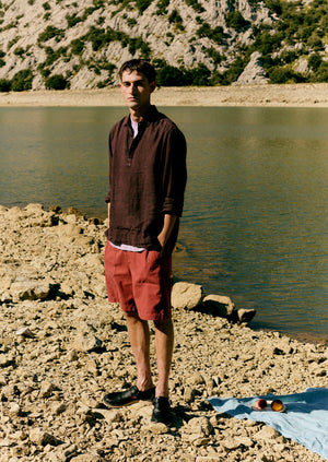 Half Placket Linen Shirt | Rich Earth