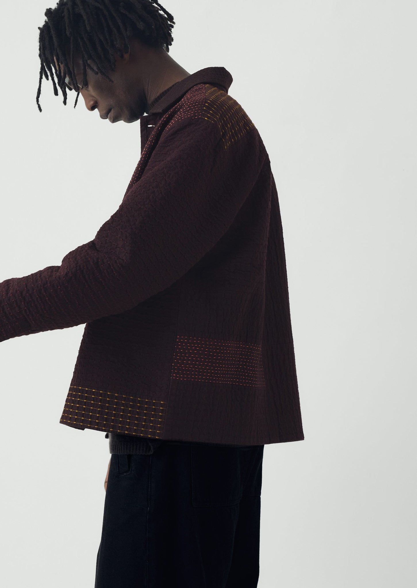 Patchwork Kantha Stitch Shirt | Black Walnut