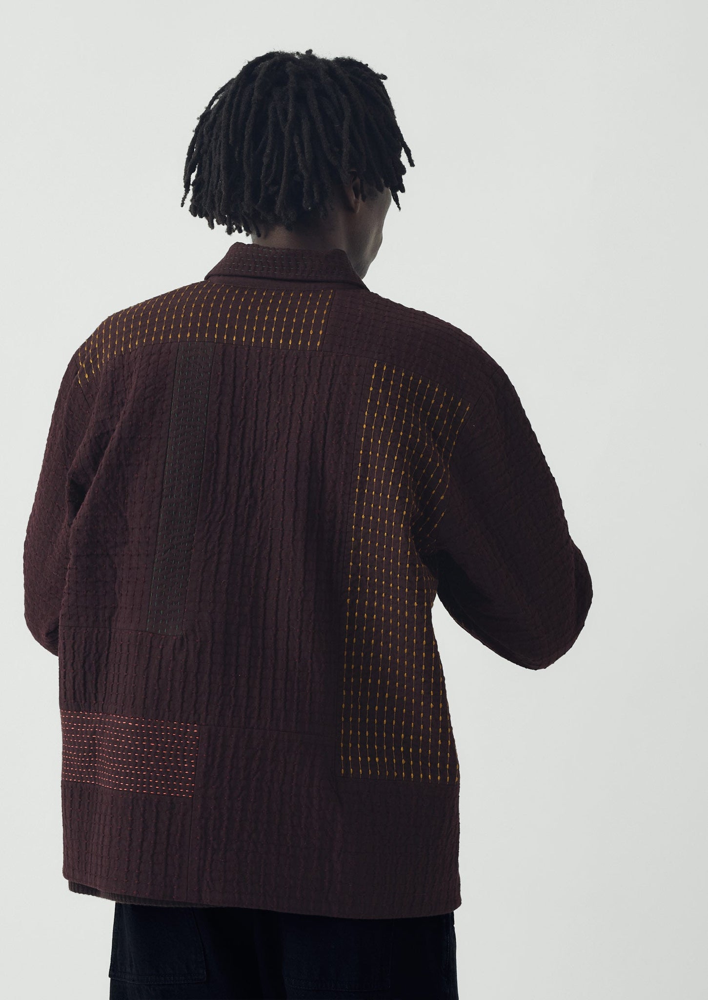 Patchwork Kantha Stitch Shirt | Black Walnut