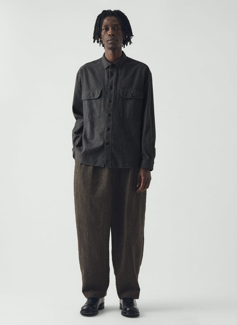 Brushed Cotton Workwear Shirt | Charcoal Grey