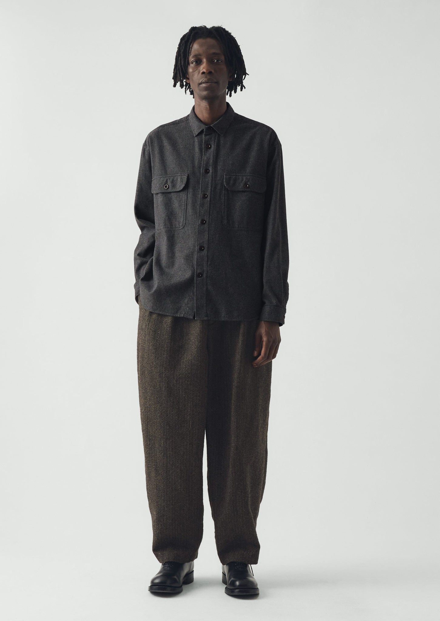 Brushed Cotton Workwear Shirt | Charcoal Grey