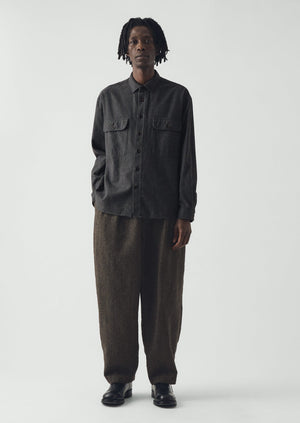 Brushed Cotton Workwear Shirt | Charcoal Grey