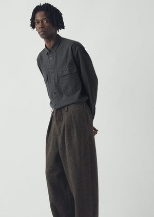 Brushed Cotton Workwear Shirt | Charcoal Grey