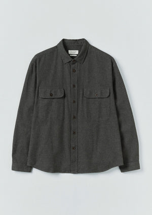 Brushed Cotton Workwear Shirt | Charcoal Grey