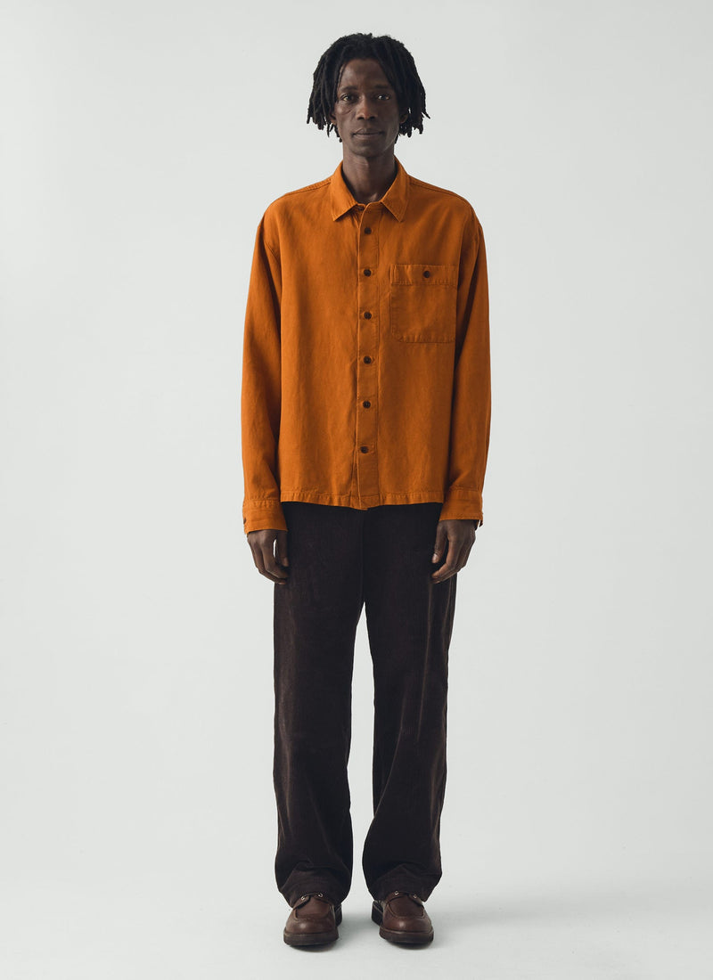 Lyocell Linen Herringbone Shirt | Light Umber