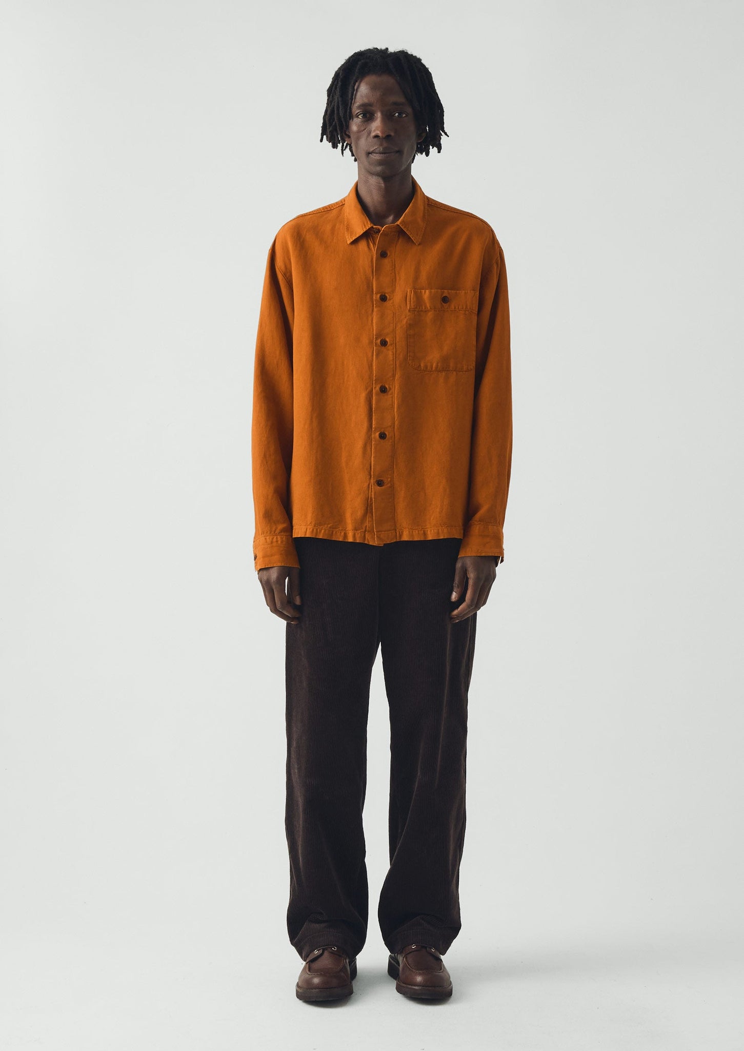 Lyocell Linen Herringbone Shirt | Light Umber