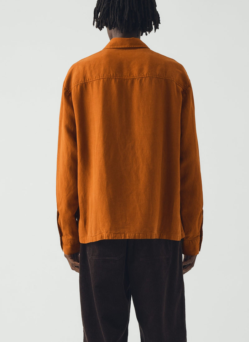 Lyocell Linen Herringbone Shirt | Light Umber
