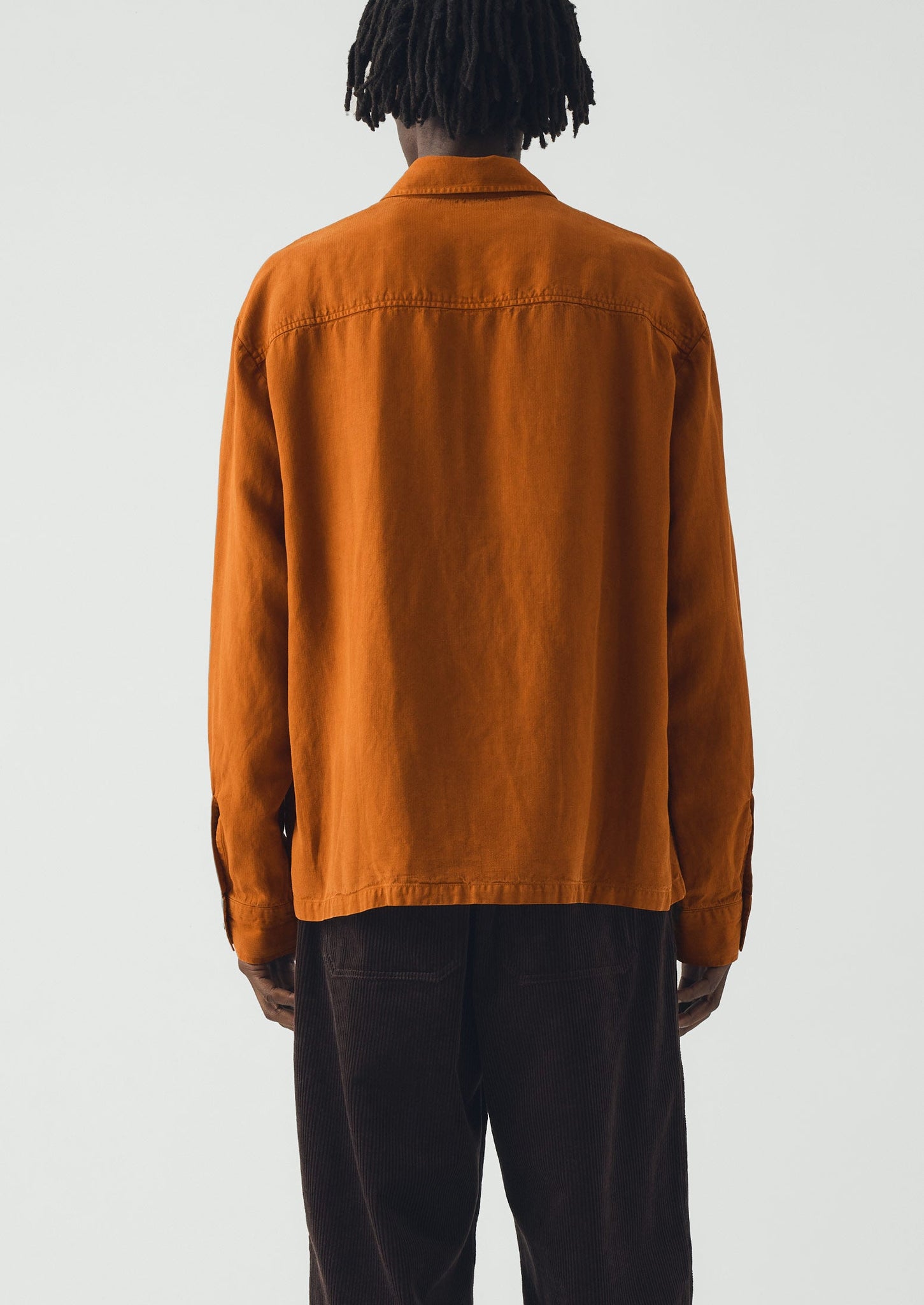 Lyocell Linen Herringbone Shirt | Light Umber