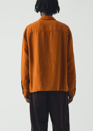 Lyocell Linen Herringbone Shirt | Light Umber