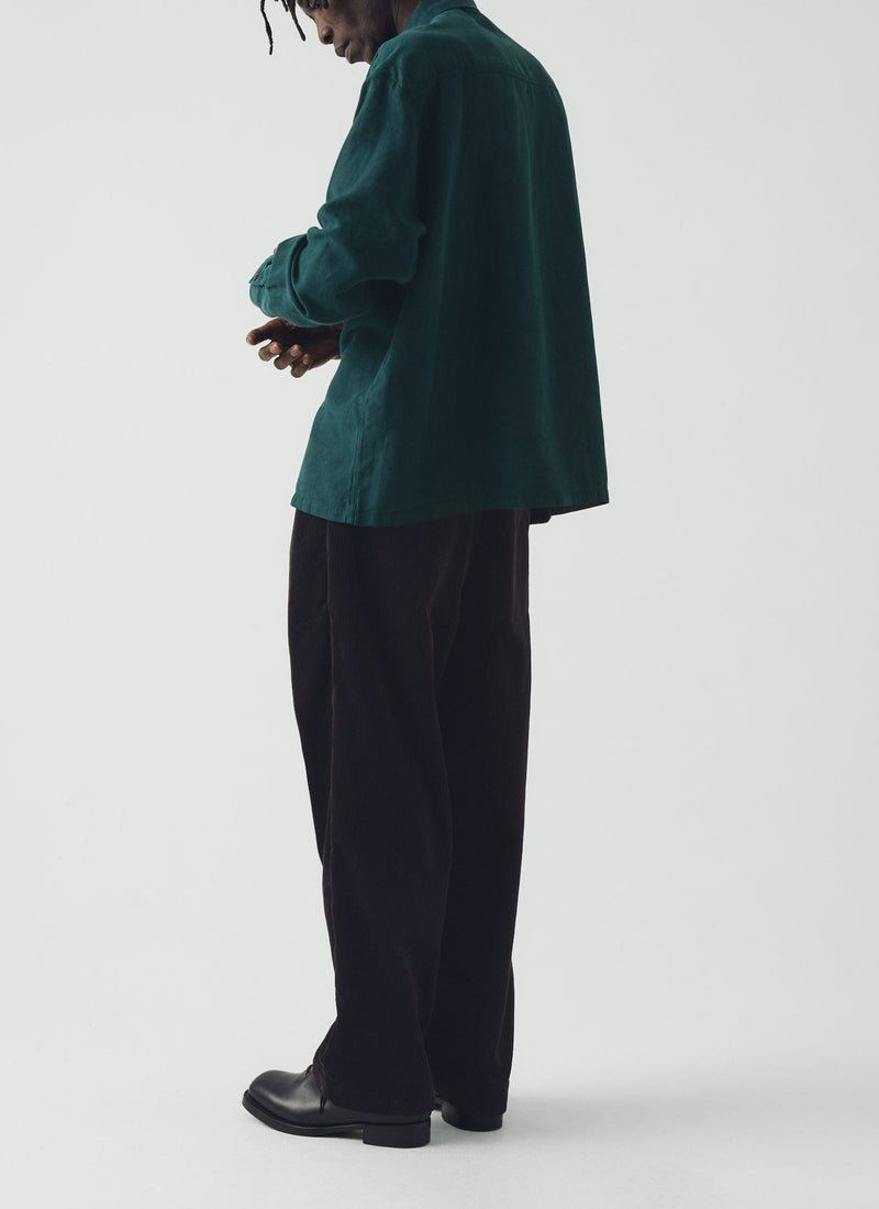 Lyocell Linen Herringbone Shirt | Peacock Blue