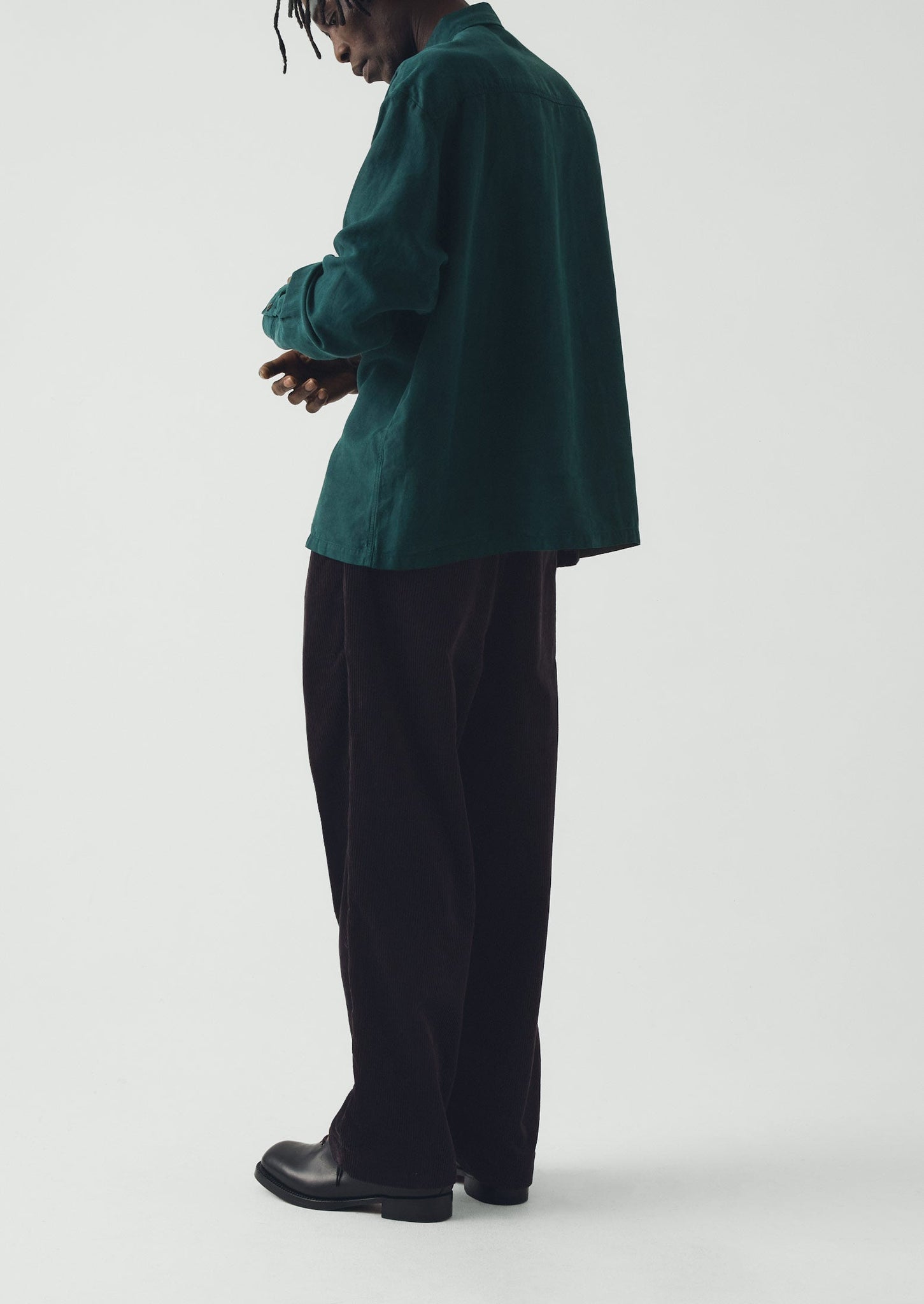 Lyocell Linen Herringbone Shirt | Peacock Blue