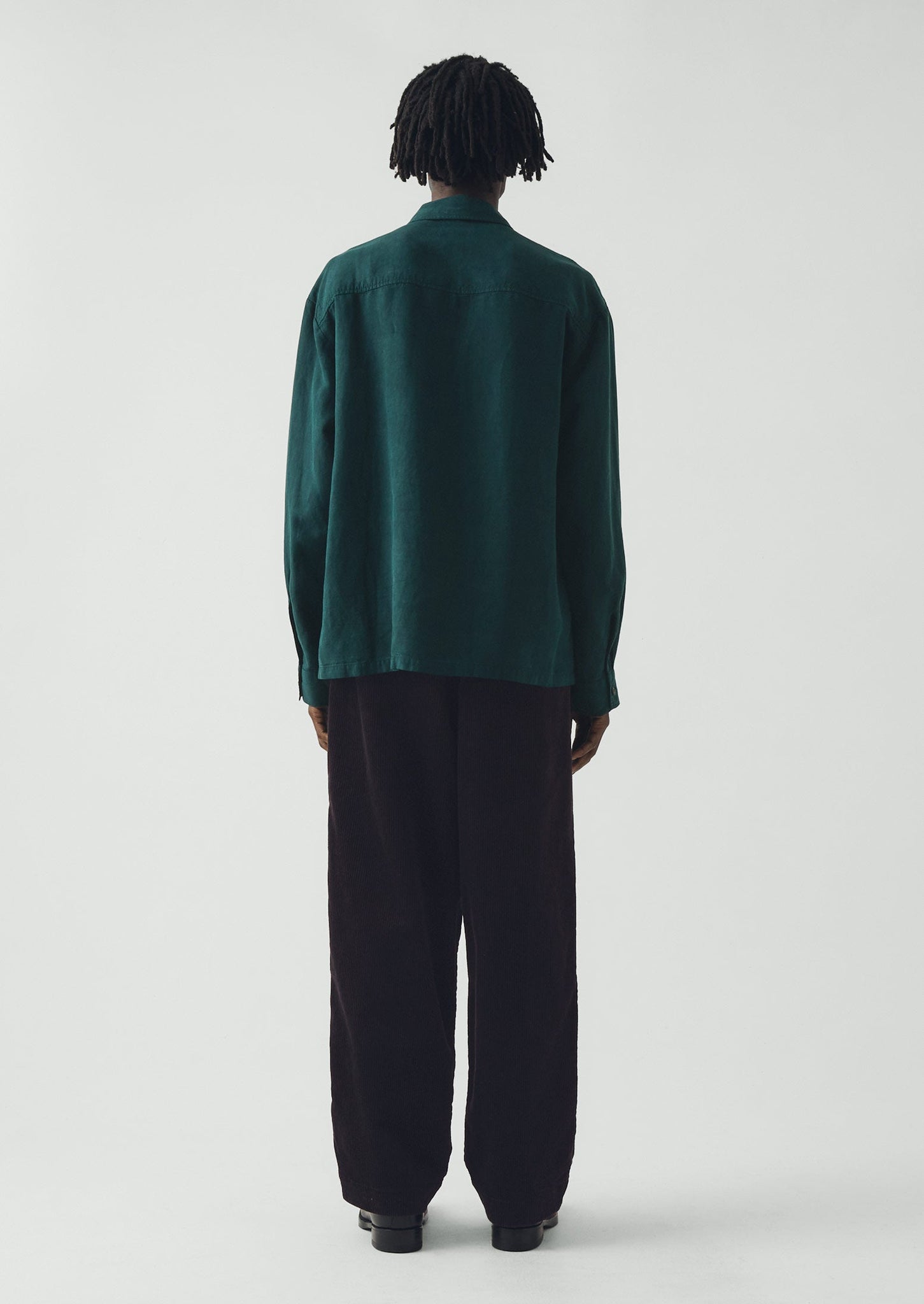 Lyocell Linen Herringbone Shirt | Peacock Blue