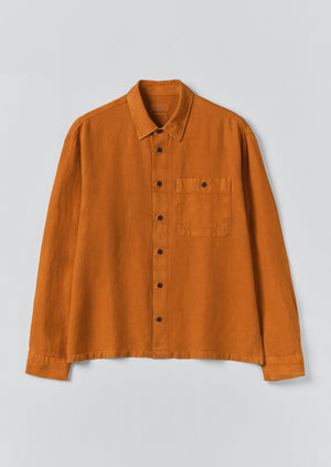 Lyocell Linen Herringbone Shirt | Light Umber