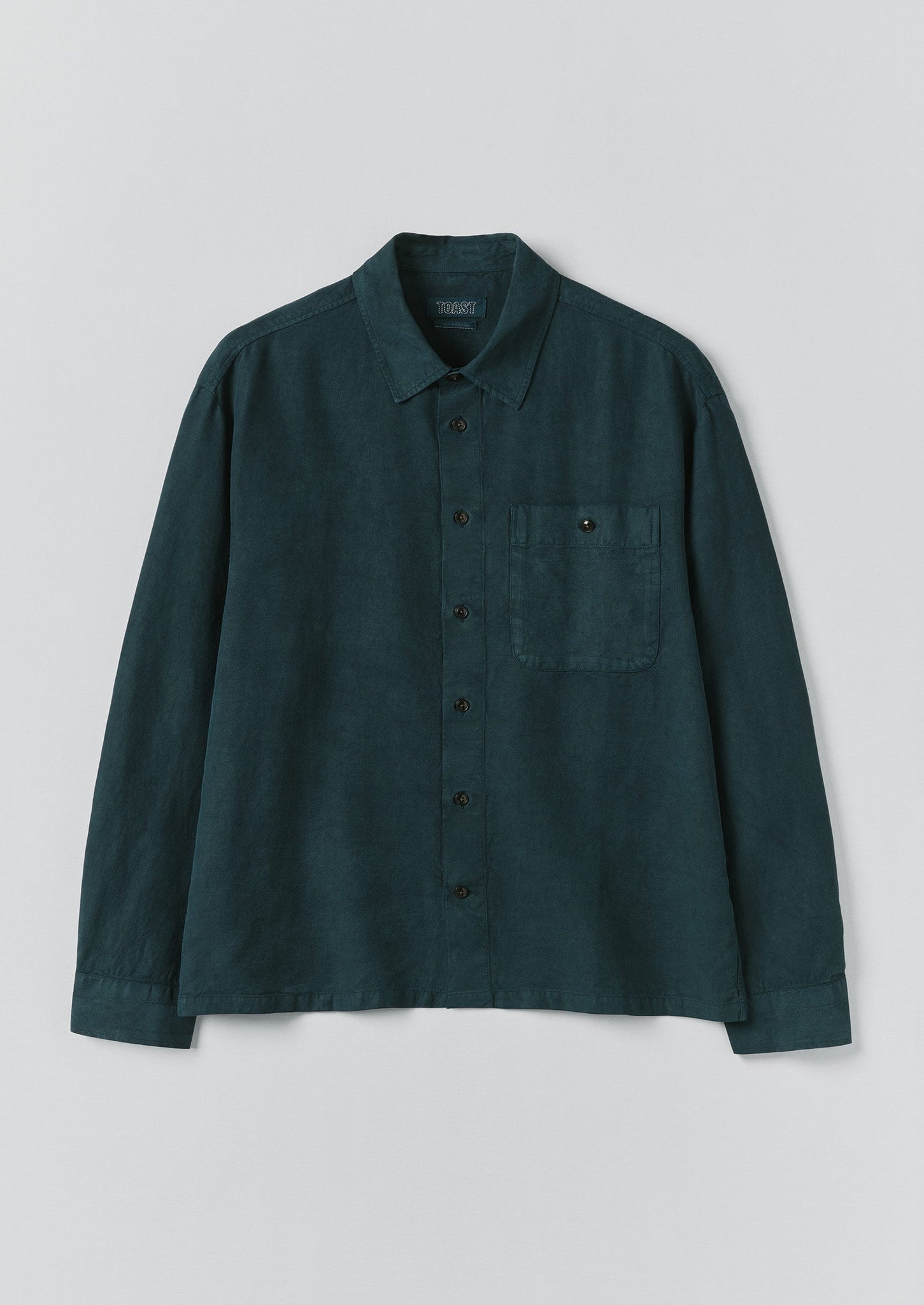 Lyocell Linen Herringbone Shirt | Peacock Blue