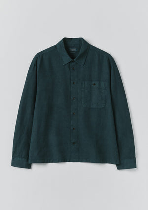 Lyocell Linen Herringbone Shirt | Peacock Blue