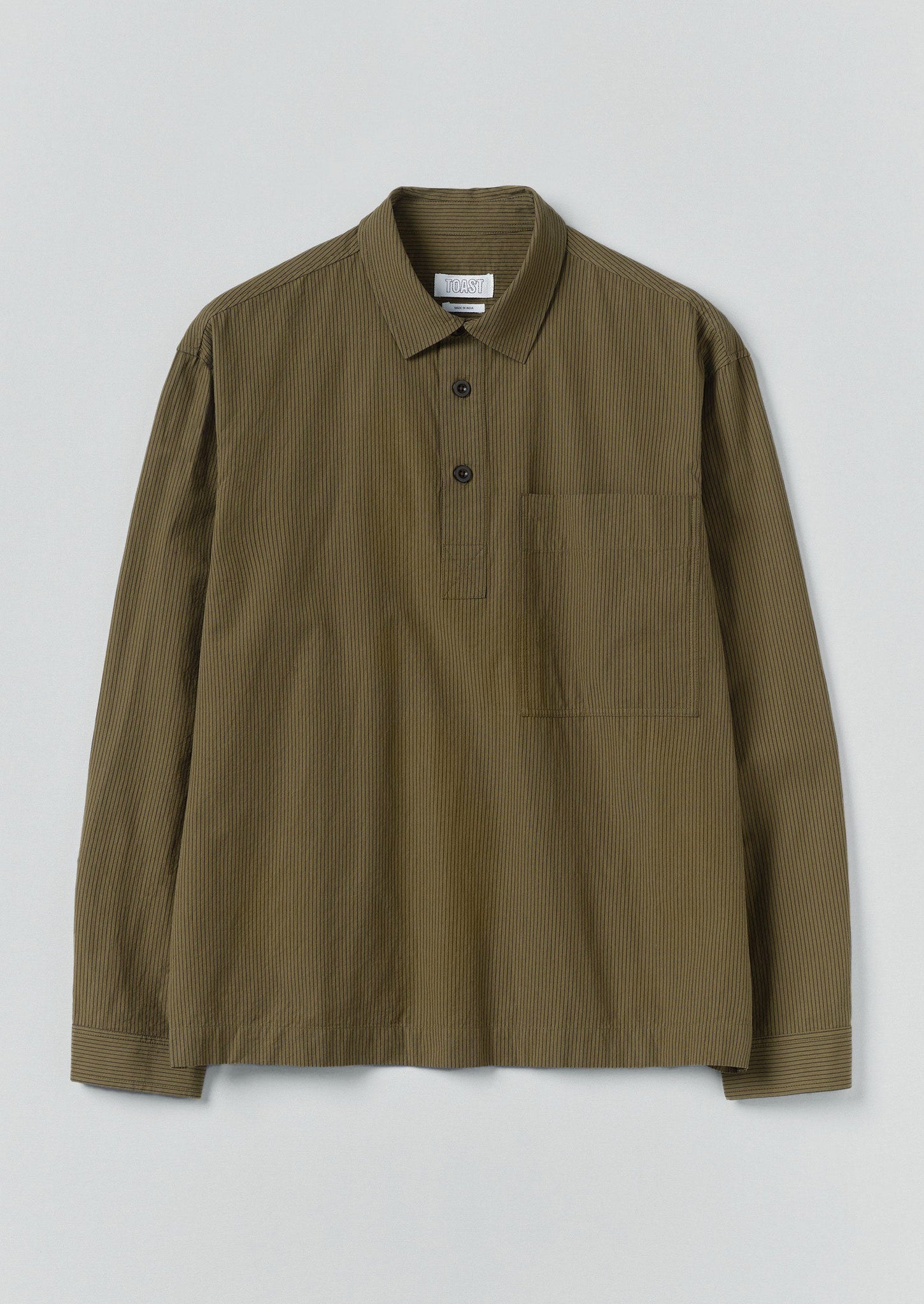 Large Pocket Popover Stripe Shirt | Olive
