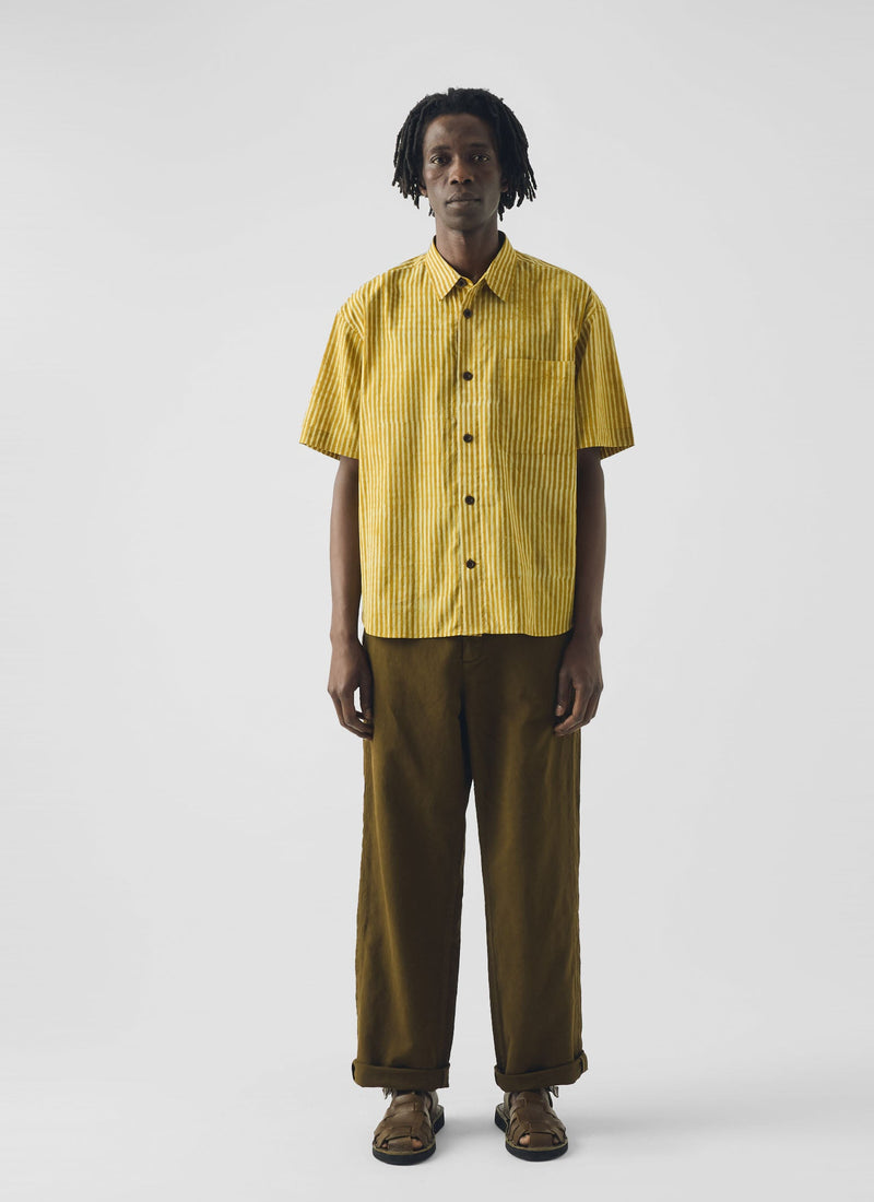 Natural Dye Stripe Cotton Shirt | Turmeric
