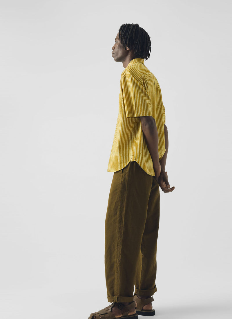 Natural Dye Stripe Cotton Shirt | Turmeric