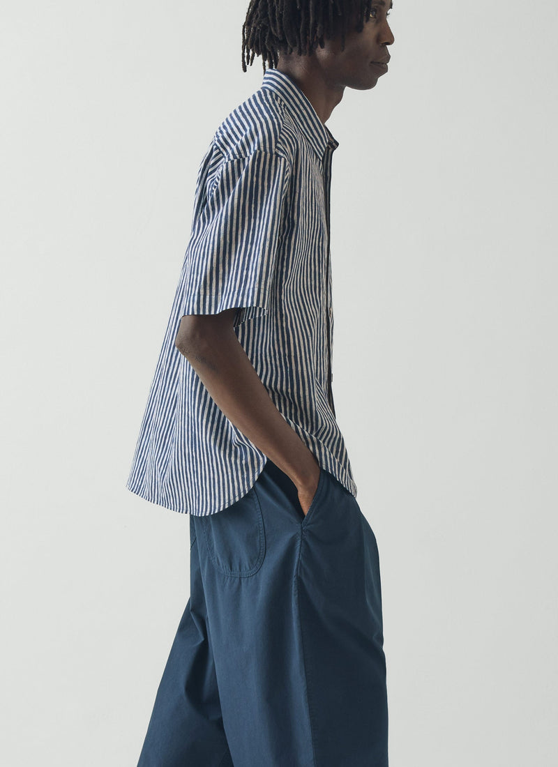 Natural Dye Stripe Cotton Shirt | Indigo