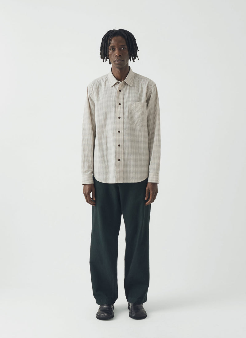 Counter Check Cotton Shirt | Ecru/Provence Blue