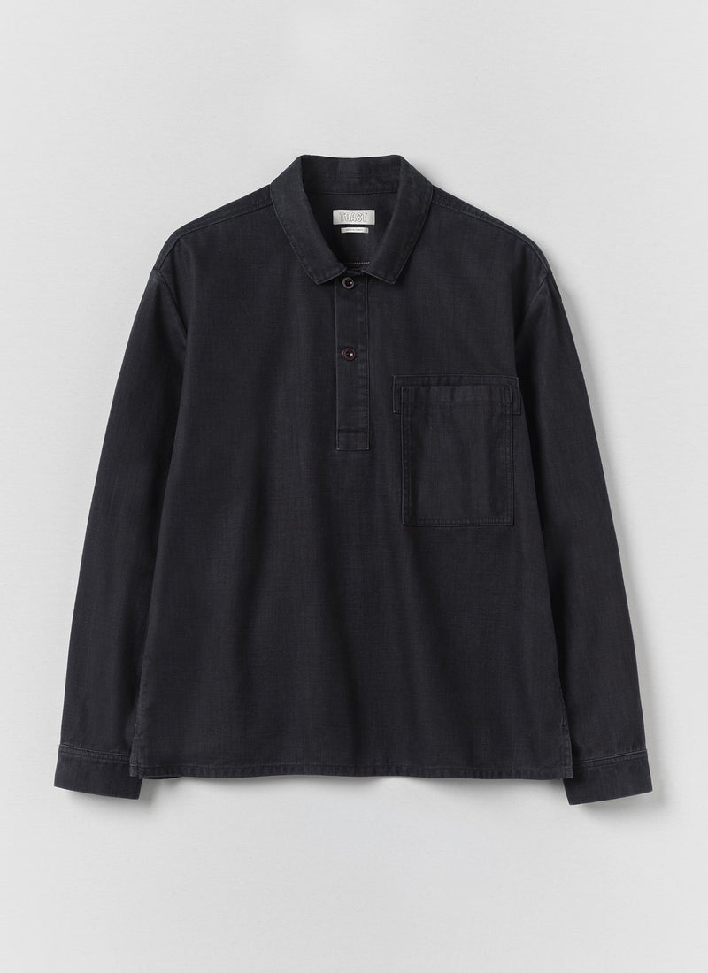 Popover Cotton Twill Workwear Shirt | Blue Black