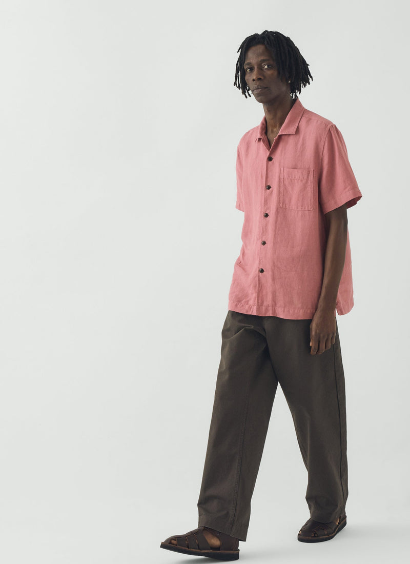Short Sleeve Linen Shirt | Dusty Rose