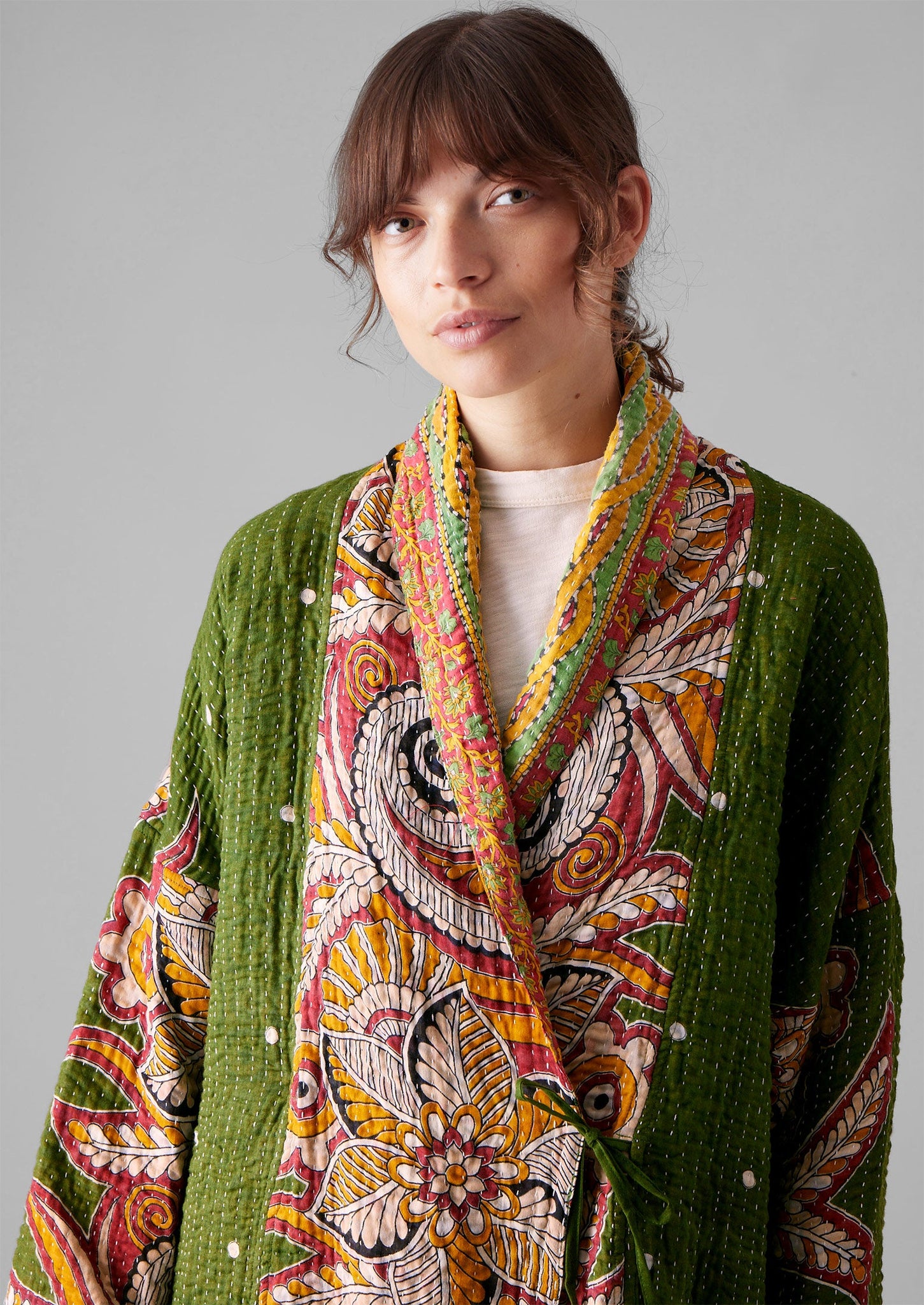 Repurposed Kantha Coat | Greens