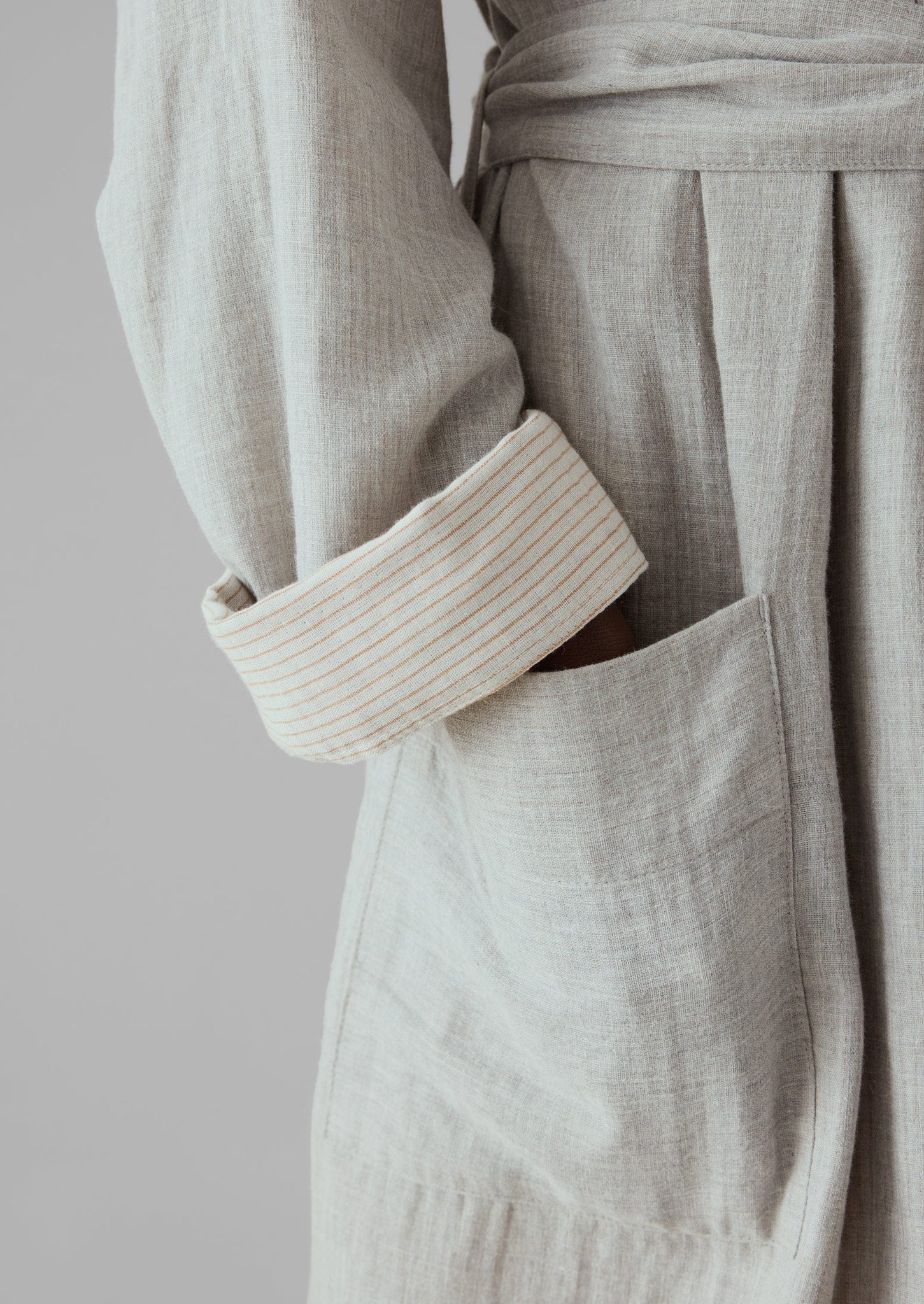 Soft Double Faced Cotton Gown | Grey Melange/Soft Clay