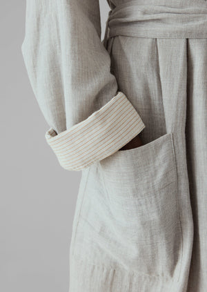 Soft Double Faced Cotton Gown | Grey Melange/Soft Clay