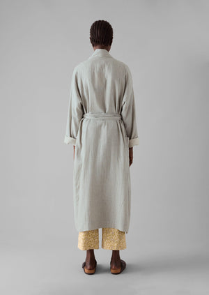 Soft Double Faced Cotton Gown | Grey Melange/Soft Clay